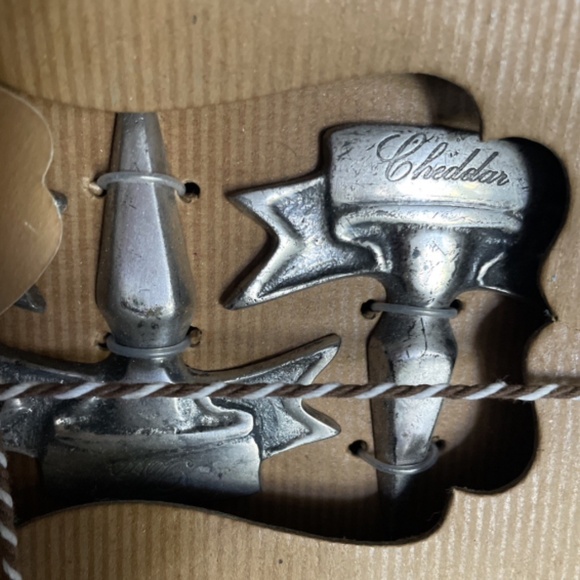 Pottery Barn Antique Silver Cheese Markers Set of 4 Charcuterie NEW farmhouse  G - Picture 4 of 4